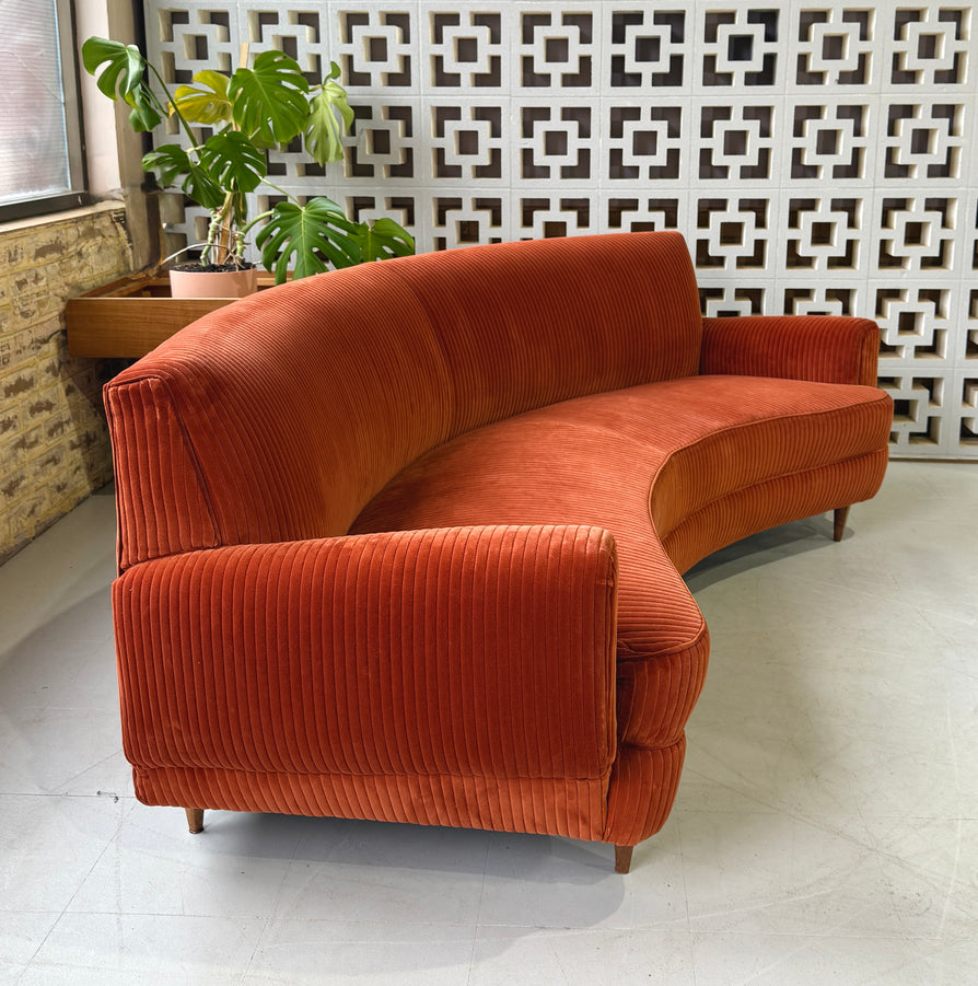 Mid-Century Curved Sofa in Kvadrat Corduroy