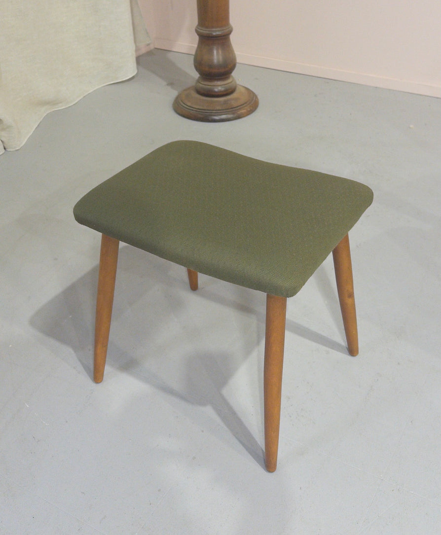 Danish Footstool in Green Wool