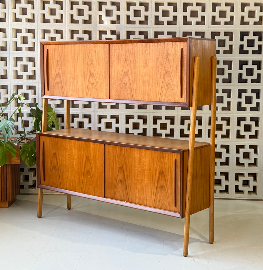 Danish Two-Tier Sideboard in Teak & Oak