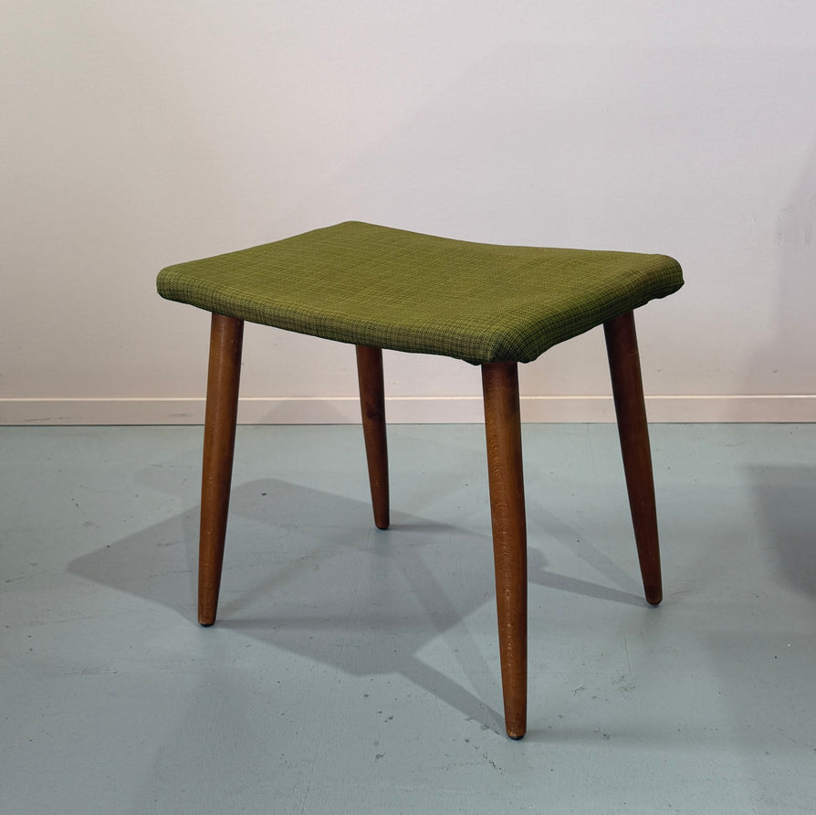 Danish Footstool in Green Wool