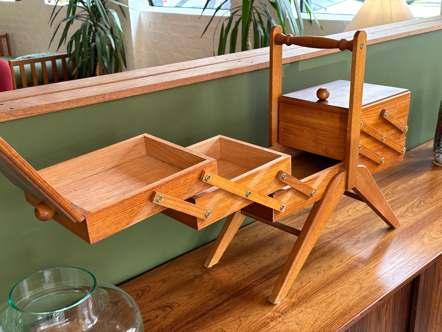 Vintage Cantilever Sewing Box with Boomerang Legs