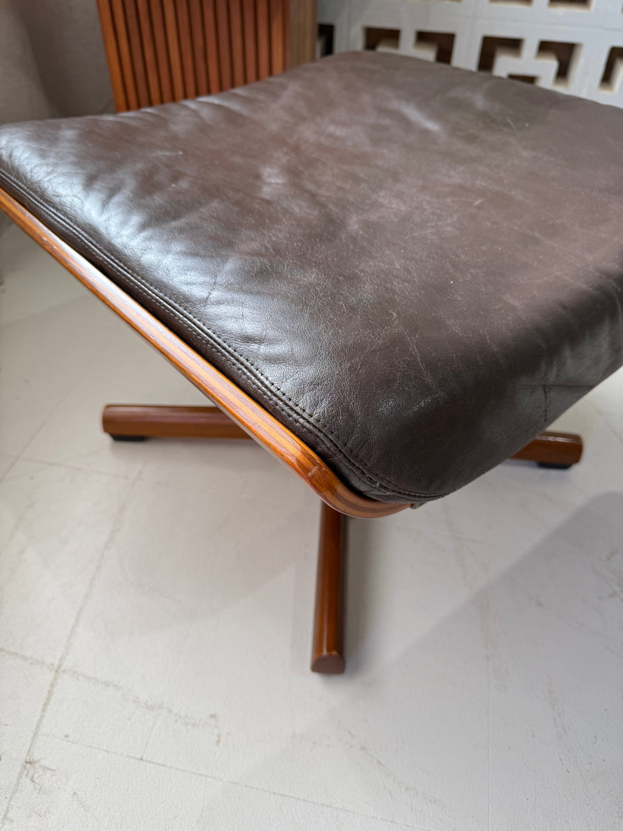 Tessa T21 Swivel Lounge Chair & Footstool in Brown Leather
