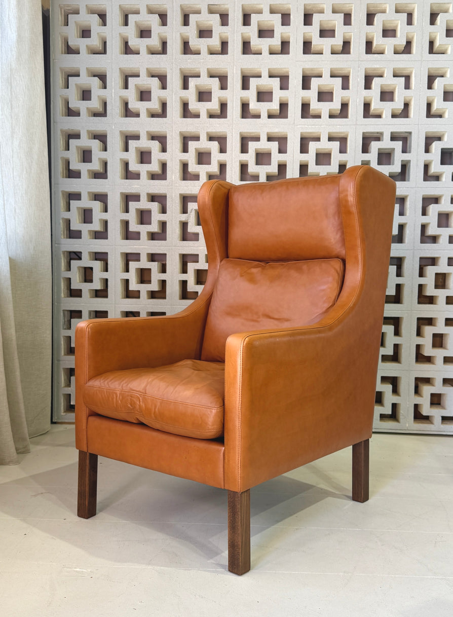 Danish Wing-Back in Tan Leather