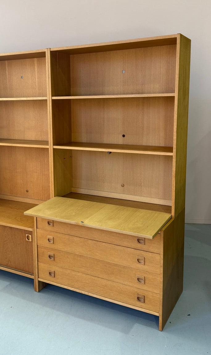 Three-Bay Danish Wall Unit in Oak
