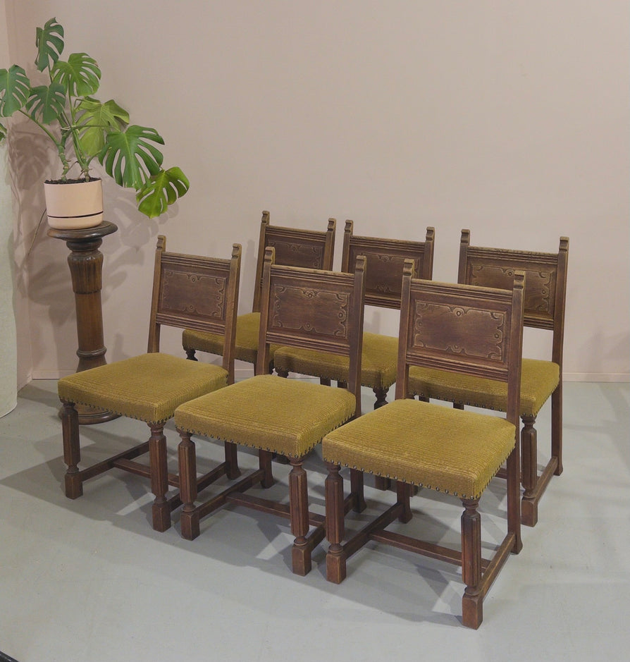 Six Antique Dining Chairs in Oak