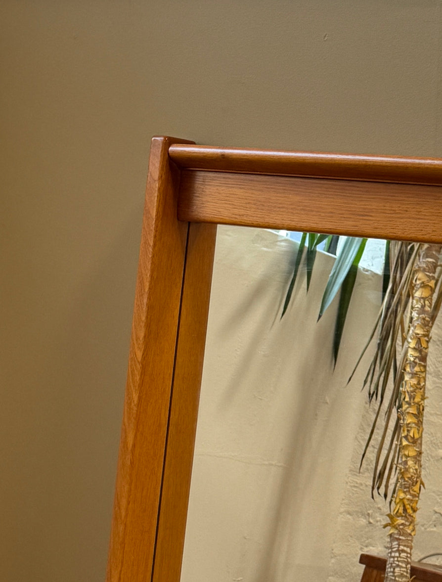 Large 1970s Wall Mirror in Teak
