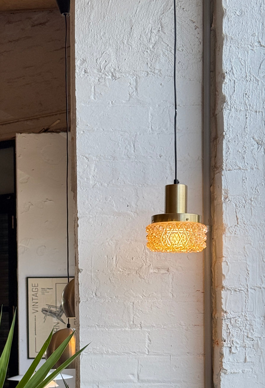 Vitrika Pendant in Brass & Cut-Glass