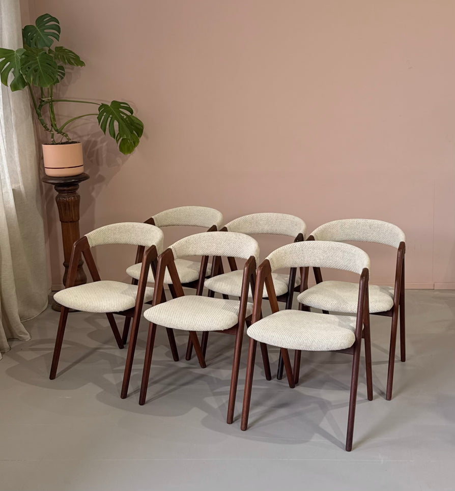 Six Danish Compass Dining Chairs