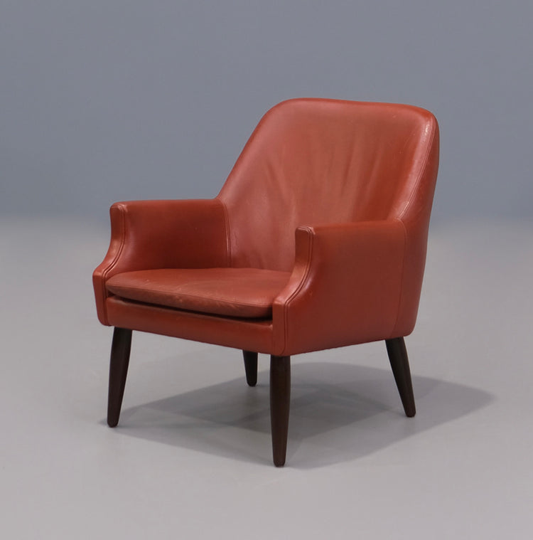 Danish Lounge Chair in Burgundy Leather