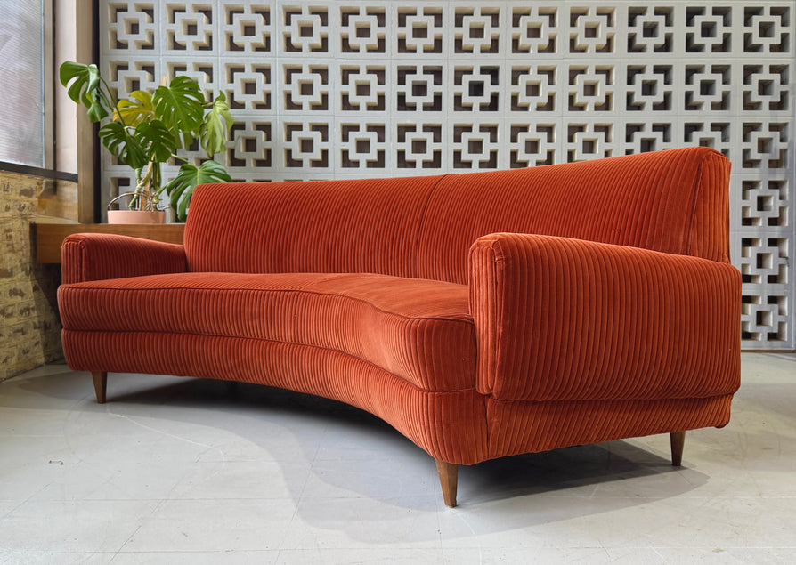Mid-Century Curved Sofa in Kvadrat Corduroy