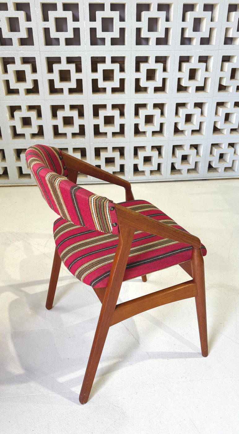 Four Danish Dining Chairs in Teak & Original Wool