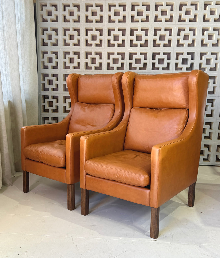 Danish Wing-Back in Tan Leather