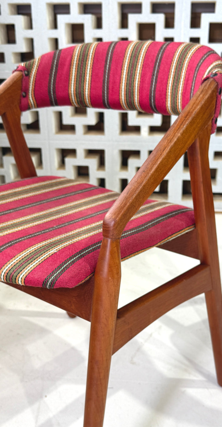 Four Danish Dining Chairs in Teak & Original Wool