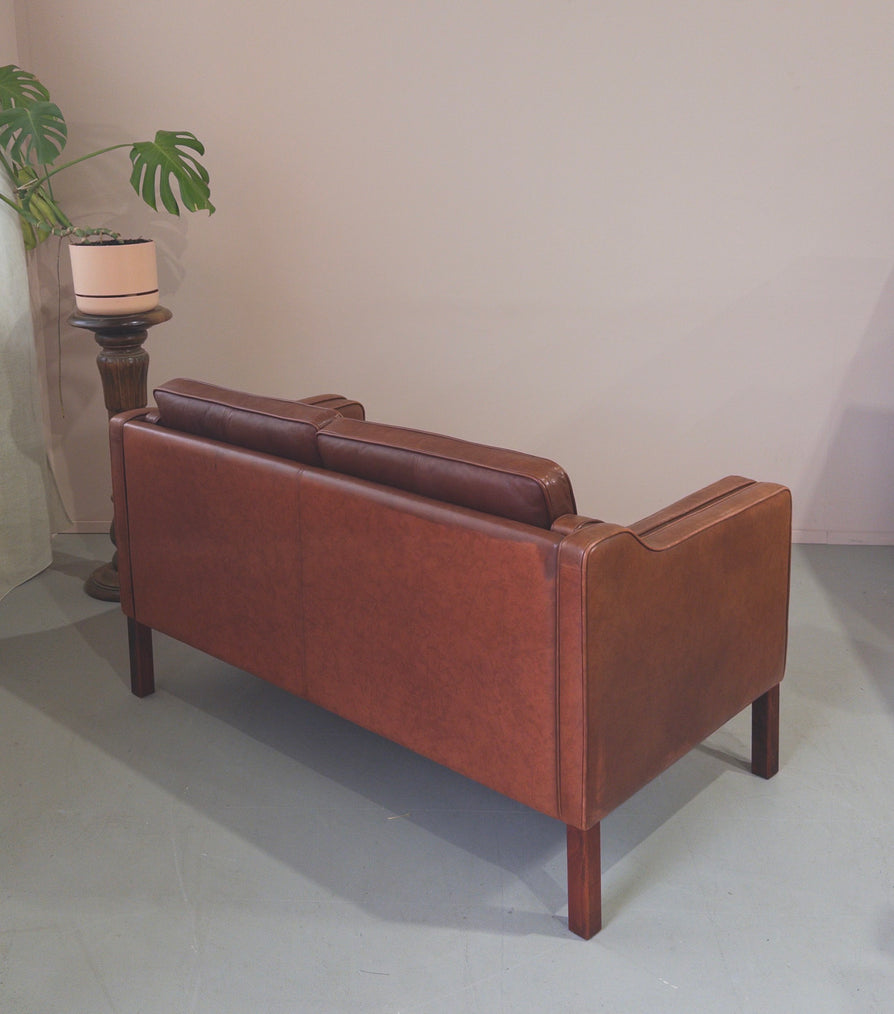 Danish Two-Seater Sofa in Cognac Leather
