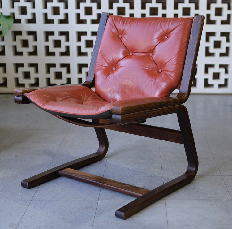 Norwegian Cantilever Chair in Leather