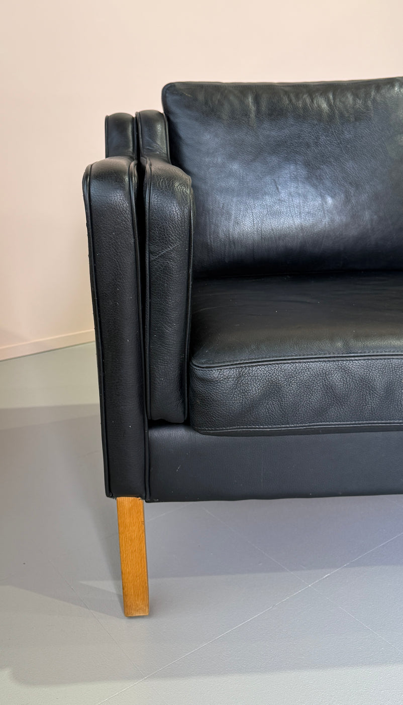 Three-Seater Sofa in Black Leather by Stouby