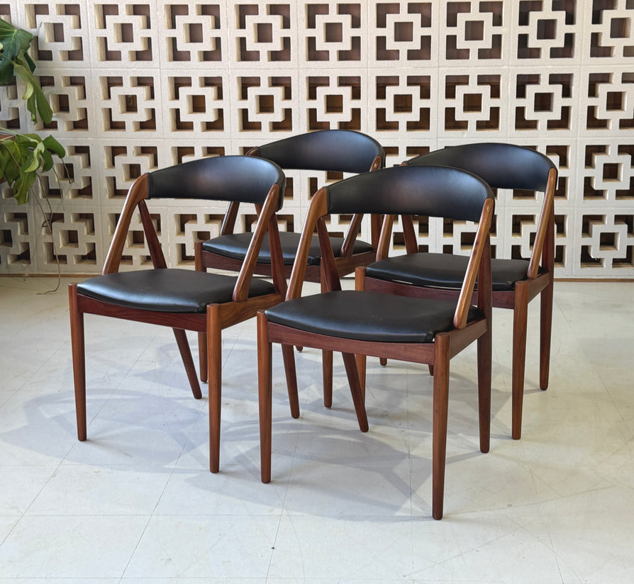 Four Kai Kristiansen #31 Dining Chairs in Teak & New Leather