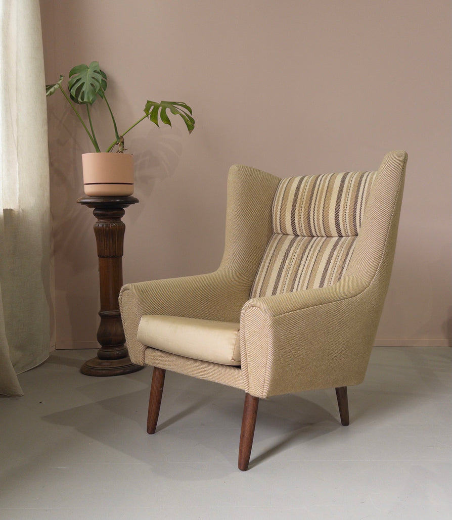 Danish Wing-Back Easy Chair in Wool
