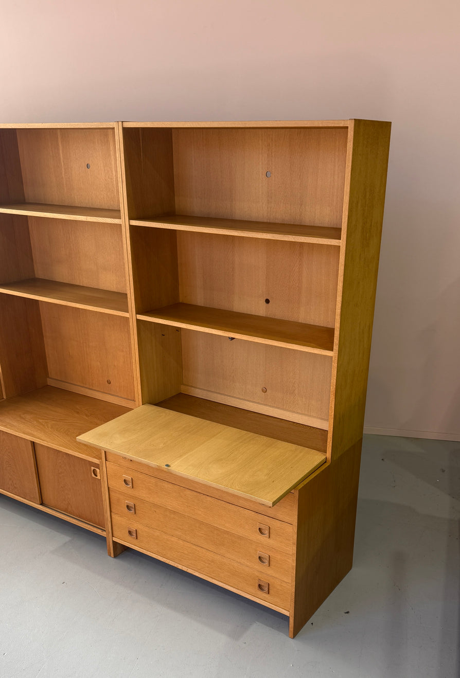 Three-Bay Danish Wall Unit in Oak
