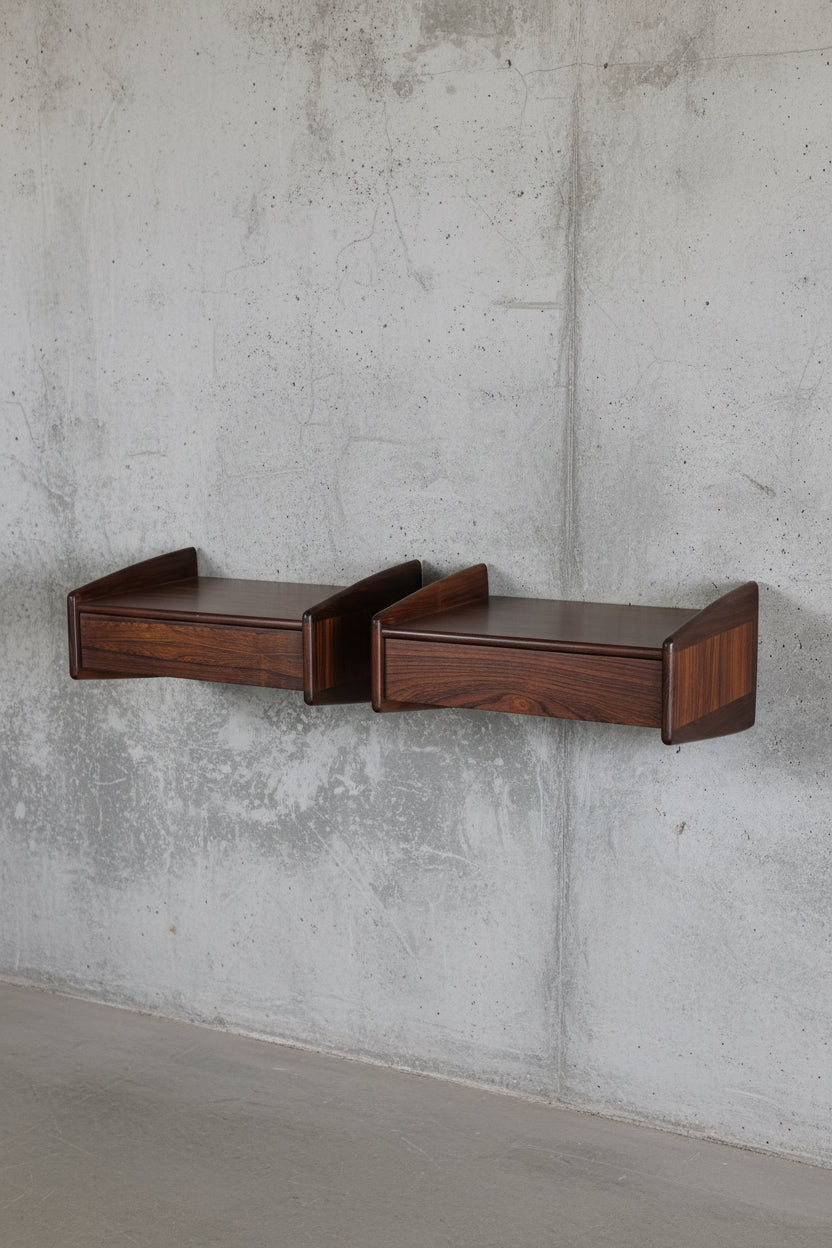 Pair of Danish Floating Bedside Tables in Rosewood