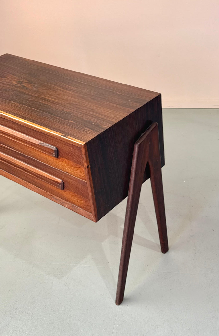 Low-Profile Danish Bedside Drawers in Rosewood