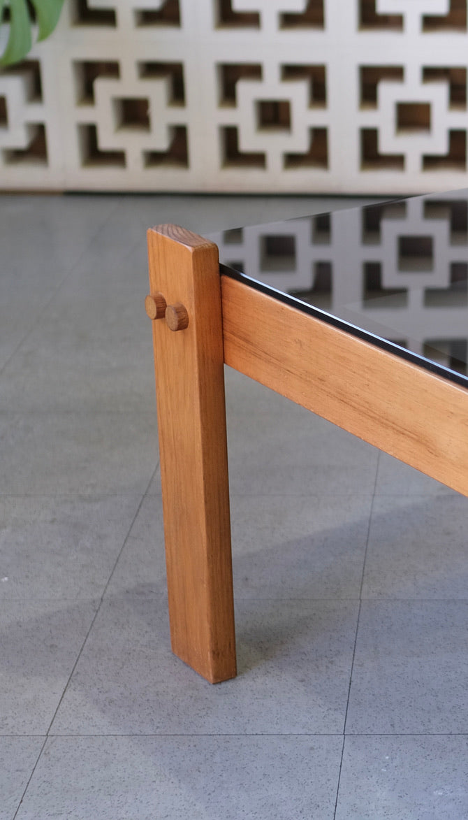 1970s Coffee Table in Blackwood & Glass