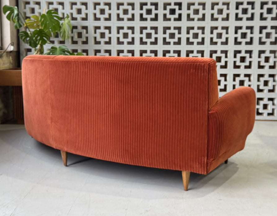 Mid-Century Curved Sofa in Kvadrat Corduroy