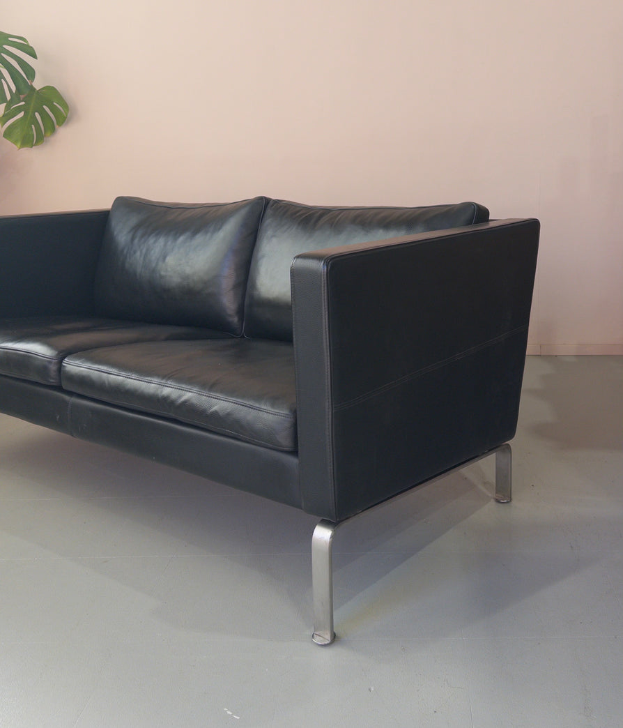 Okamura & Marquardsen 2.5 Seater Danish Sofa in Black Leather