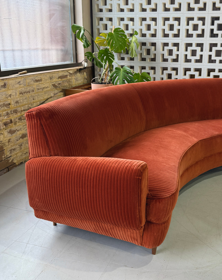 Mid-Century Curved Sofa in Kvadrat Corduroy