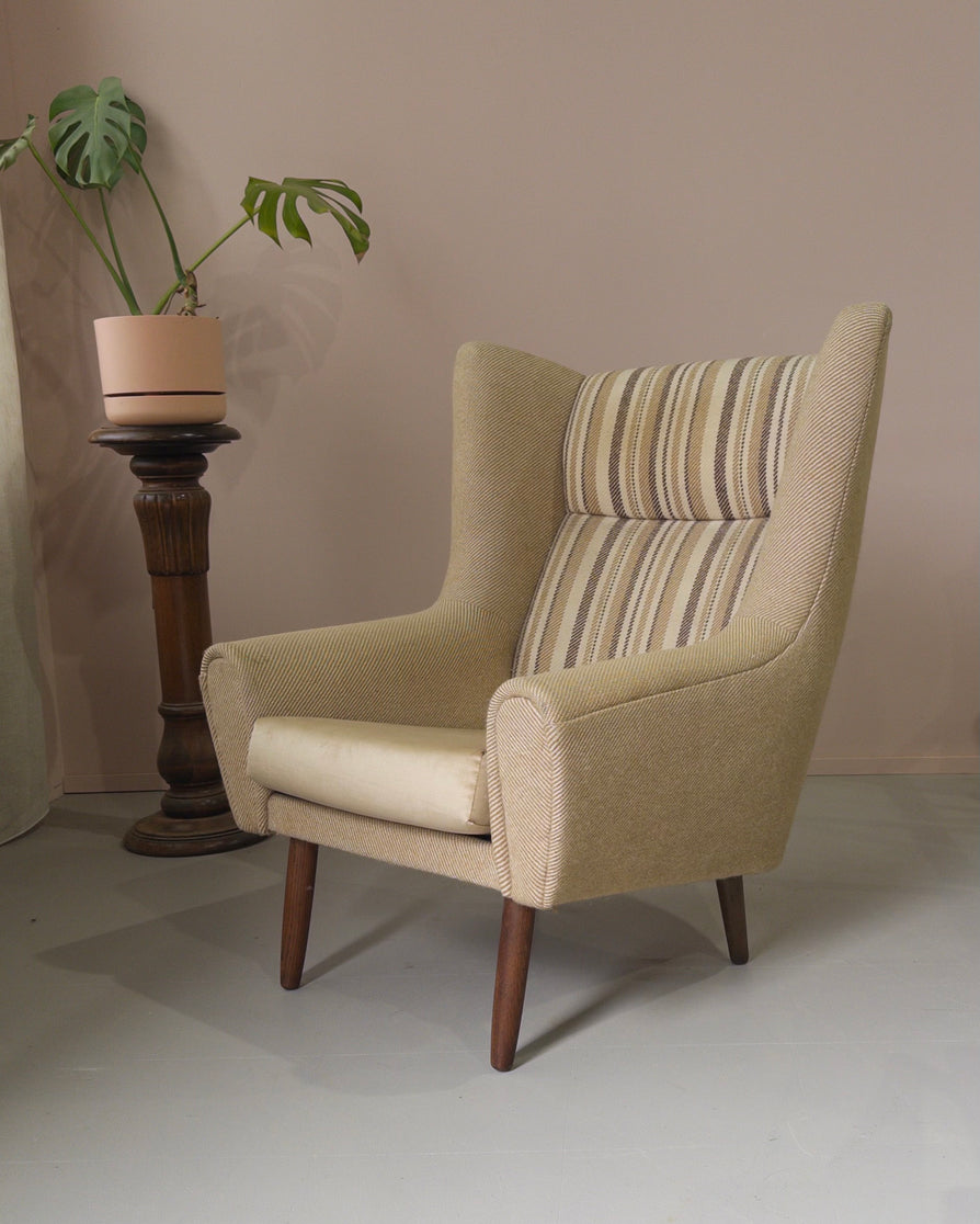 Danish Wing-Back Easy Chair in Wool