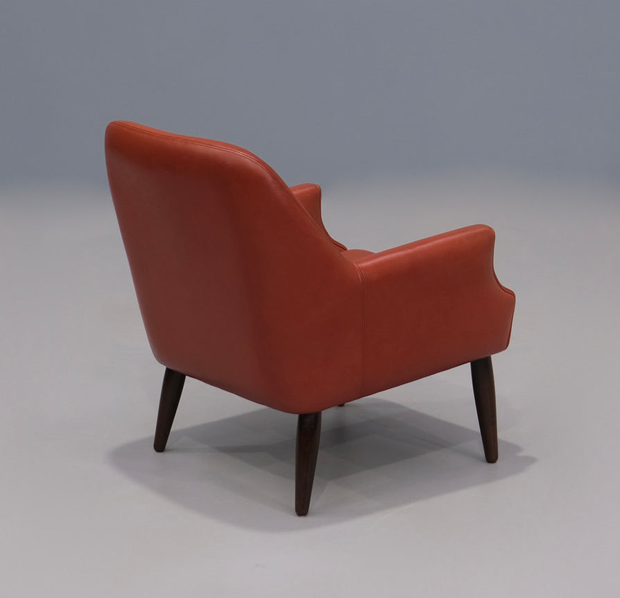 Danish Lounge Chair in Burgundy Leather