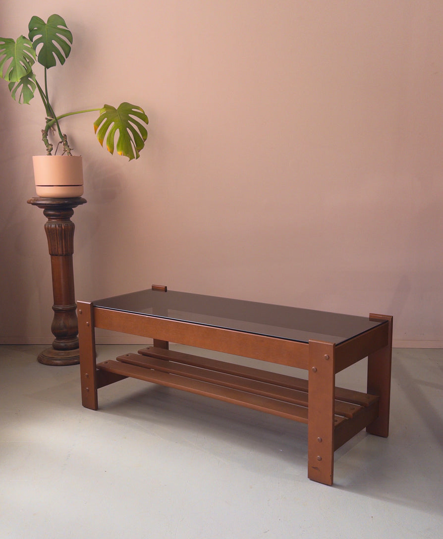 1970s Smoked Glass Coffee Table