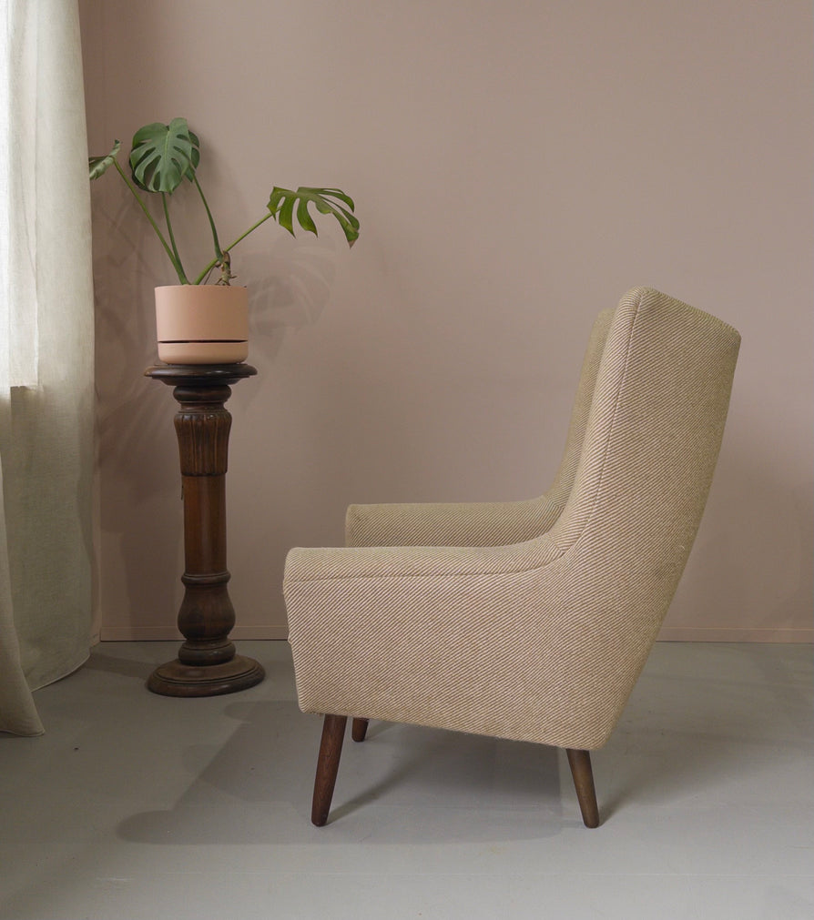 Danish Wing-Back Easy Chair in Wool