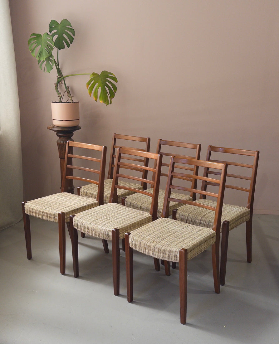 Six Mid-Century Dining Chairs in Teak