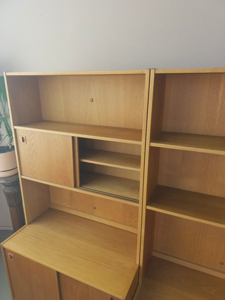 Three-Bay Danish Wall Unit in Oak