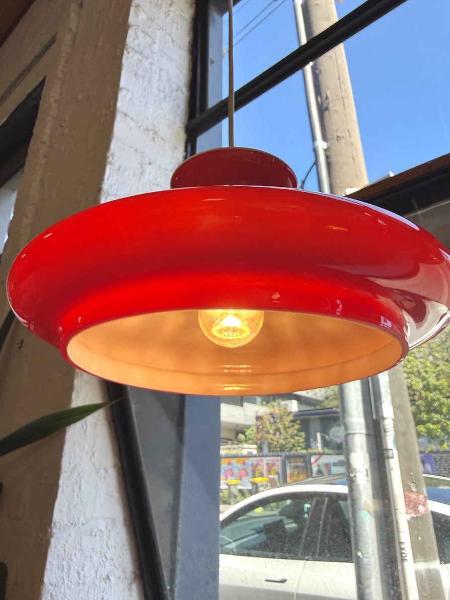 Mid Century Pendant in Red Glass
