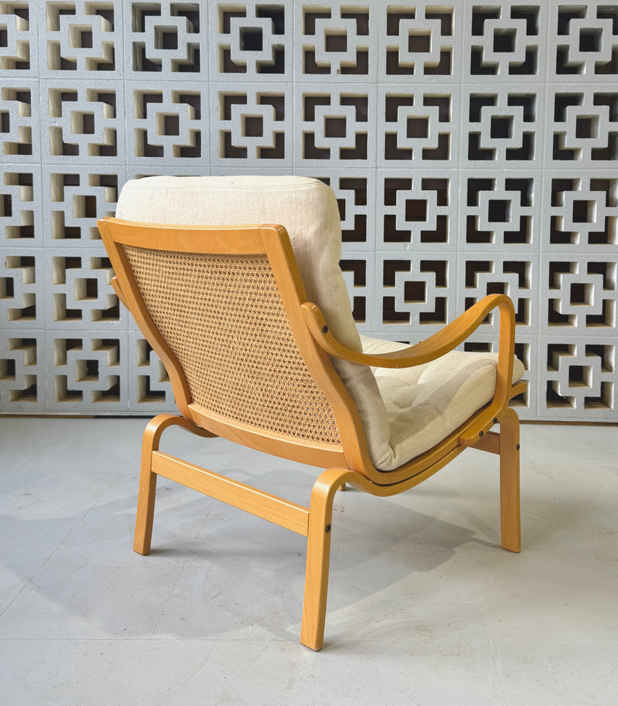 Danish Bentwood Lounge Chair in Wool
