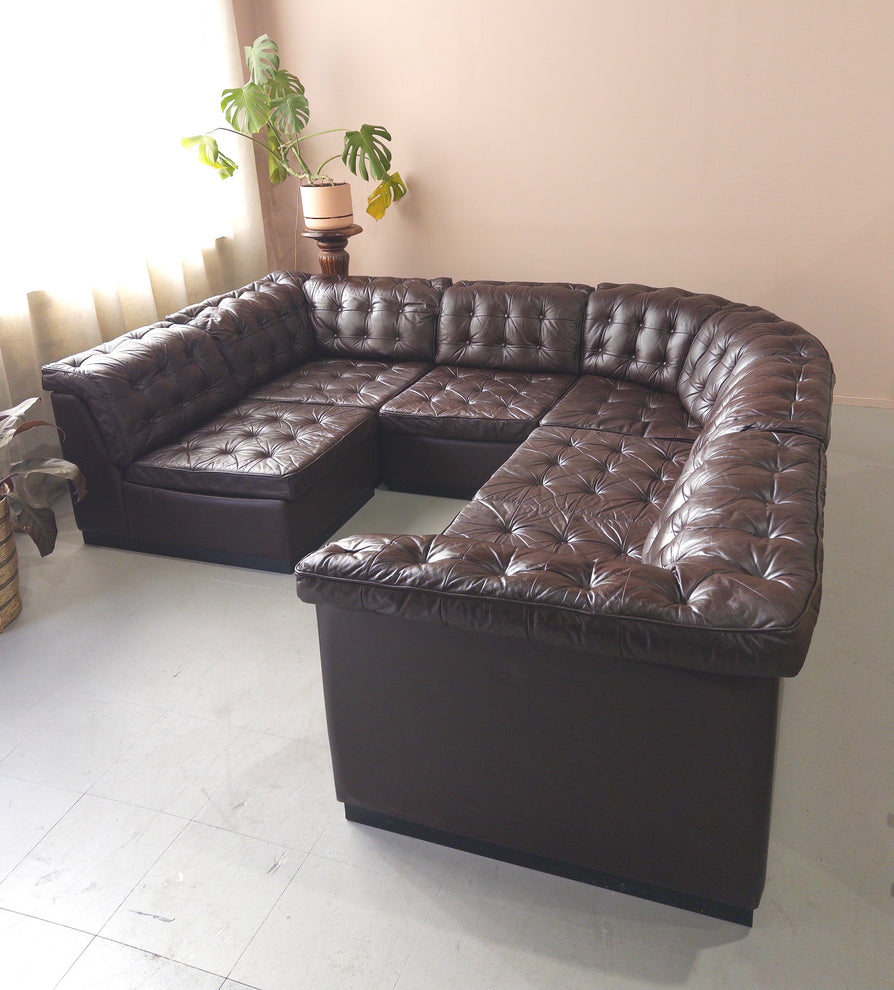 Six Piece Modular Sofa in Leather