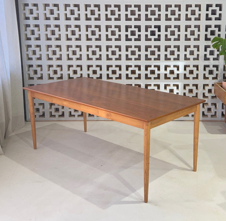 Large Danish Dining Table in Teak & Oak