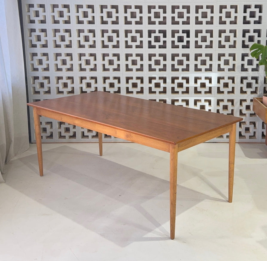Large Danish Dining Table in Teak & Oak