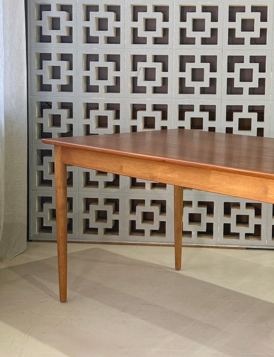 Large Danish Dining Table in Teak & Oak