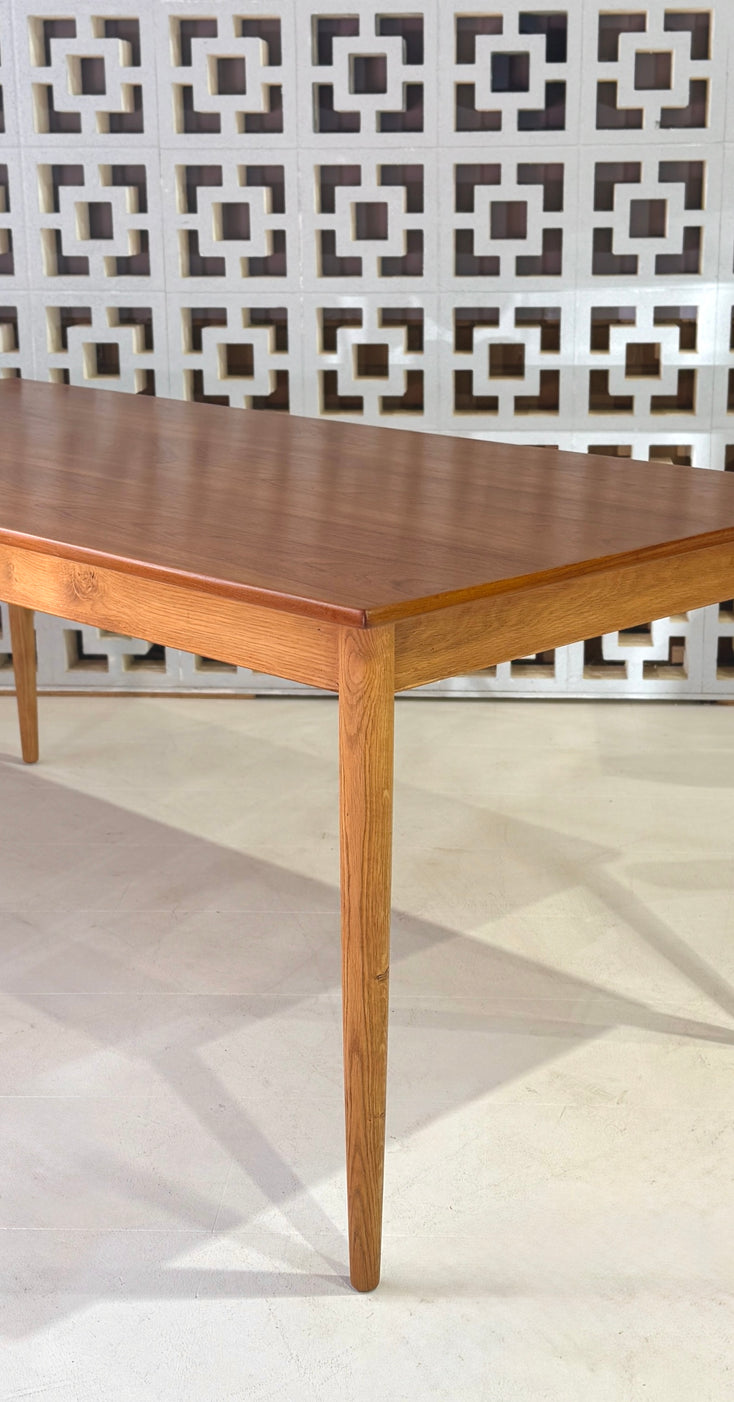 Large Danish Dining Table in Teak & Oak