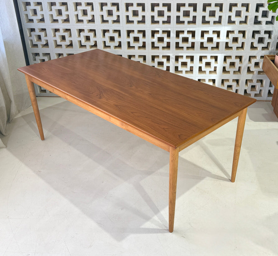 Large Danish Dining Table in Teak & Oak
