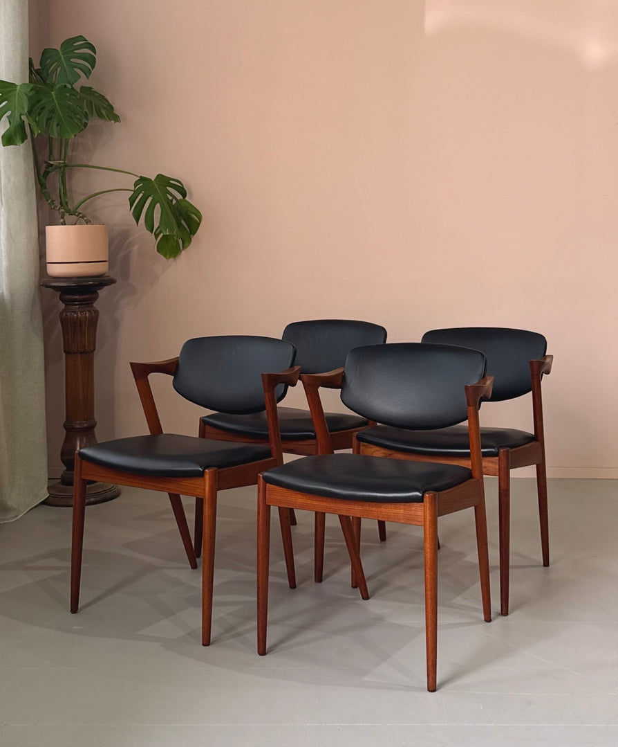 Four Kai Kristiansen #42 Dining Chairs in Teak