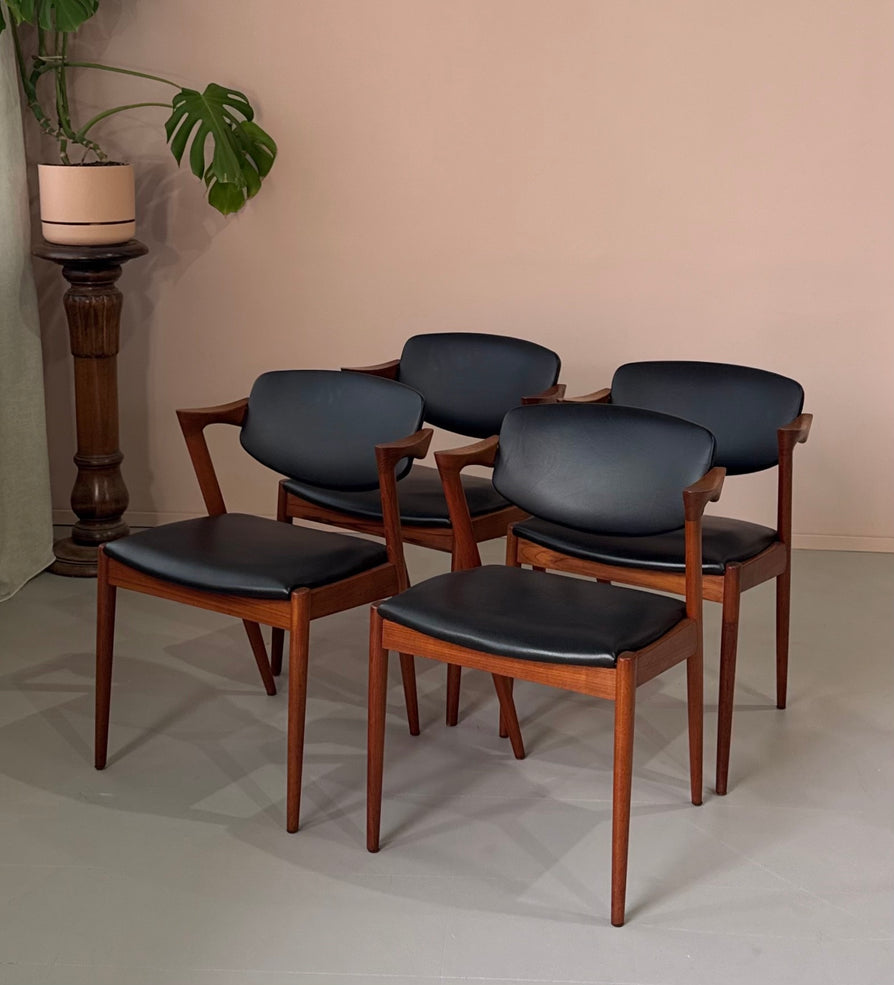 Four Kai Kristiansen #42 Dining Chairs in Teak