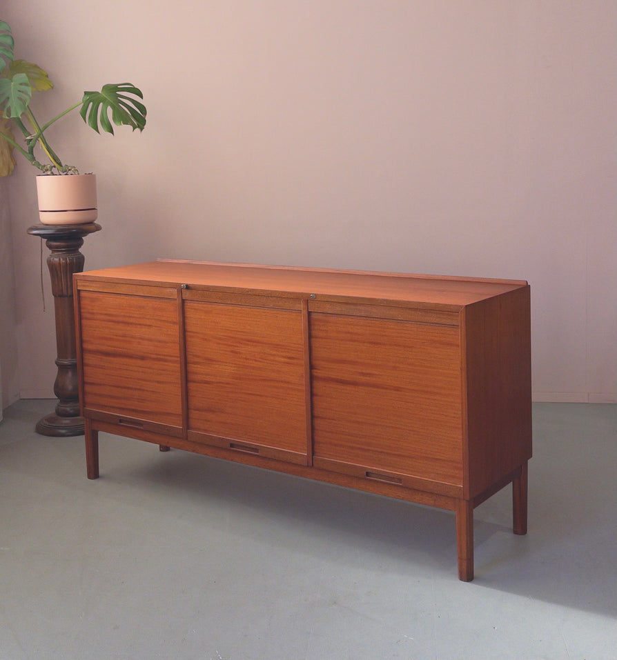 Danish Sideboard / Record Unit in Teak with Concertina Doors