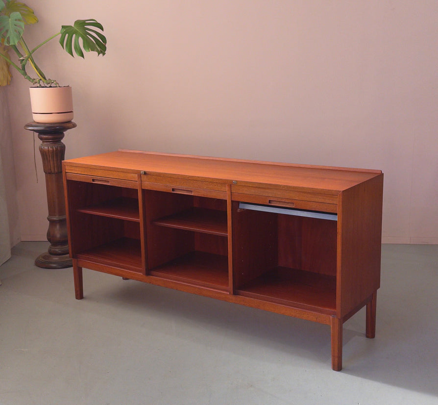 Danish Sideboard / Record Unit in Teak with Concertina Doors