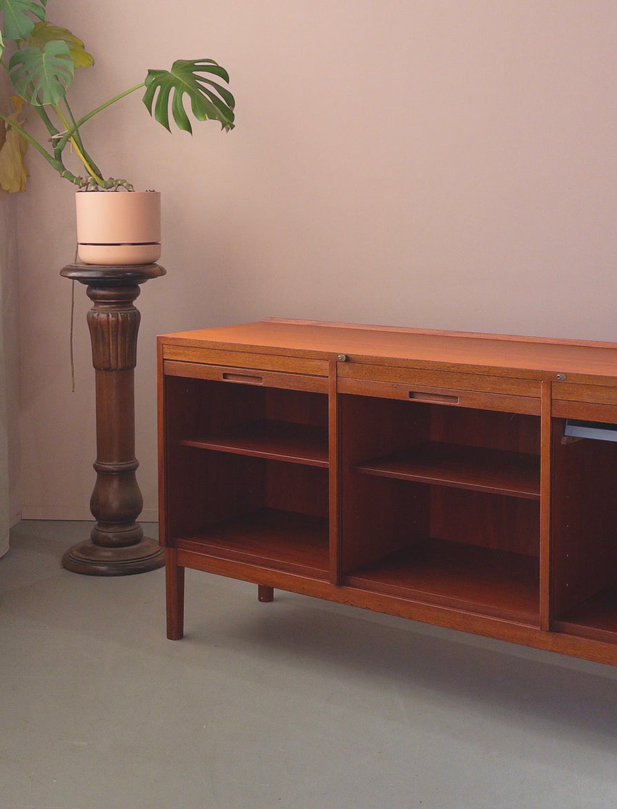 Danish Sideboard / Record Unit in Teak with Concertina Doors