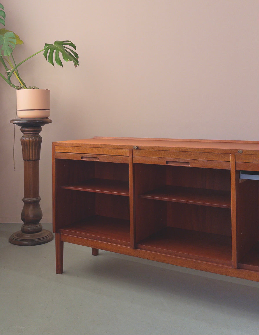 Danish Sideboard / Record Unit in Teak with Concertina Doors