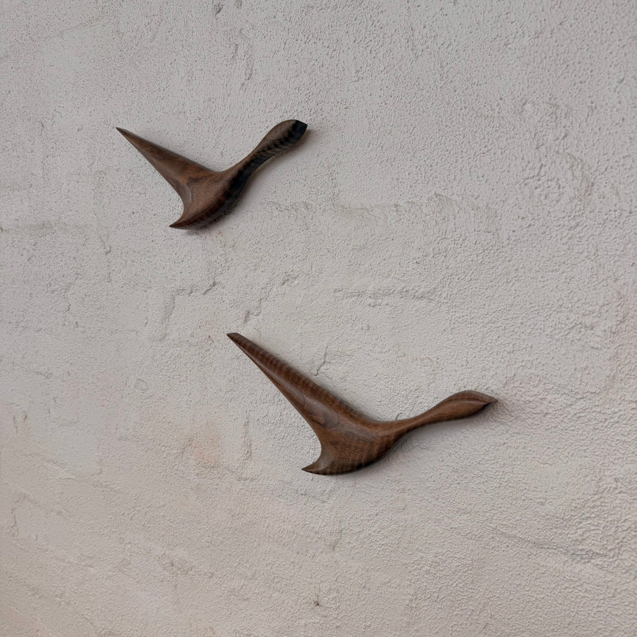 Pair of Wild Ducks in American Walnut